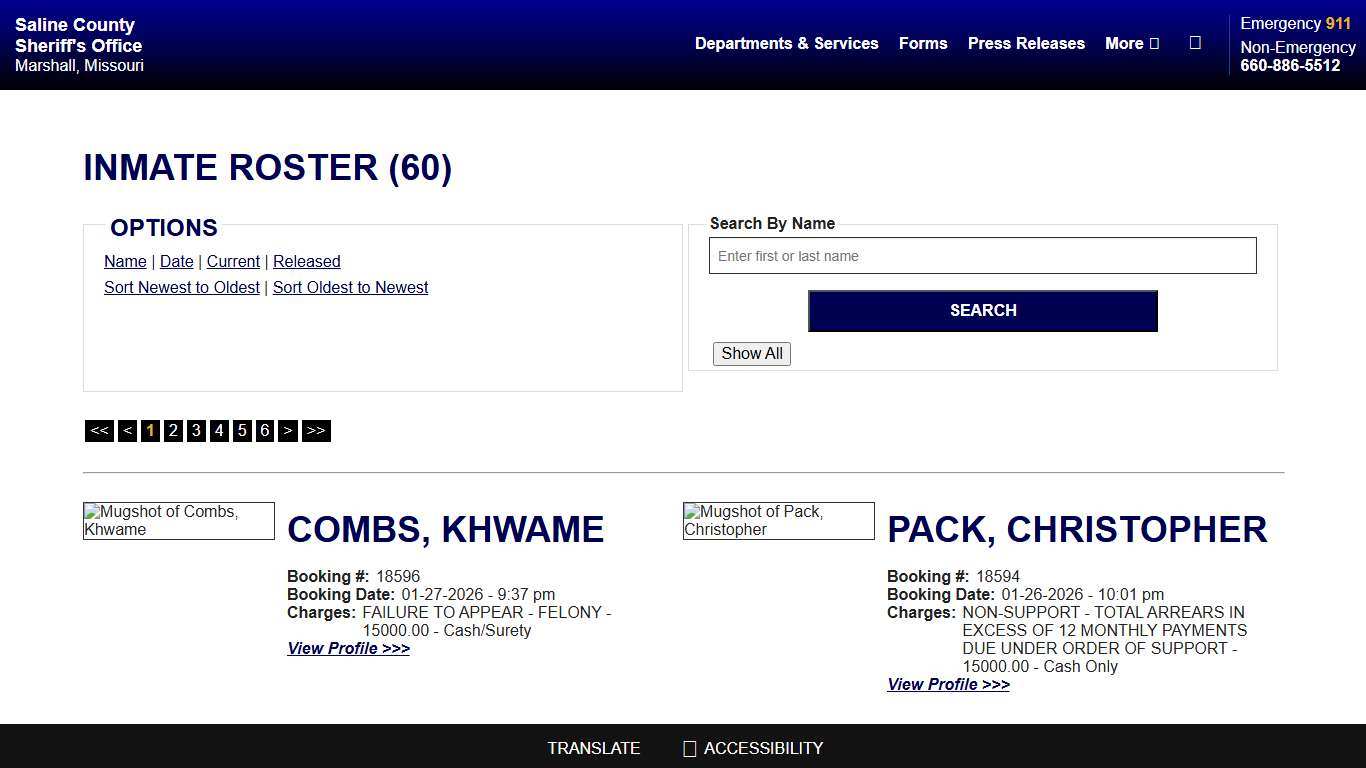Inmate Roster - Current Inmates Booking Date Descending - Saline County Sheriff MO